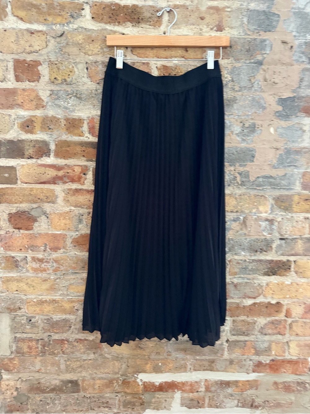 Quince Black Pleated Midi Skirt